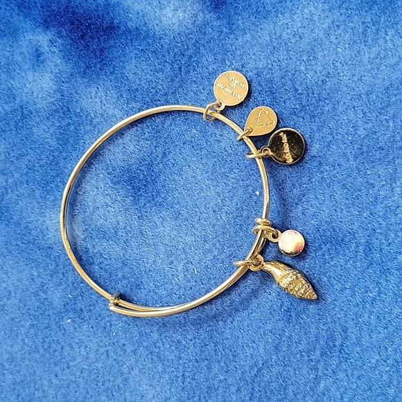 Alex and Ani Shell Charm Bangle Bracelet Gold Finish - Picture 2 of 3